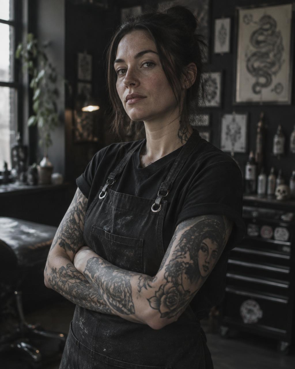 Portrait of Maya Kane, tattoo artist
