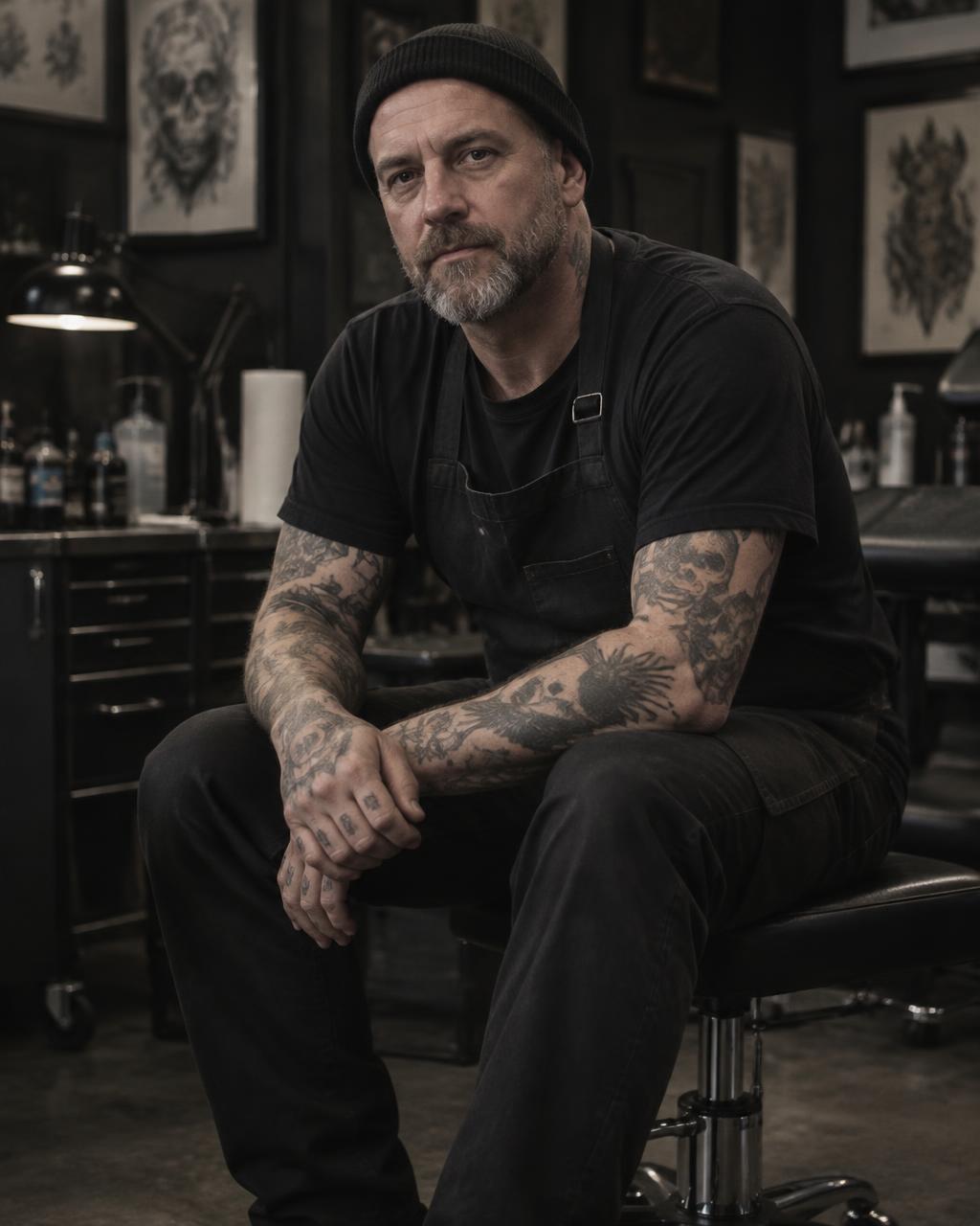 Portrait of Jonas Reed, tattoo artist